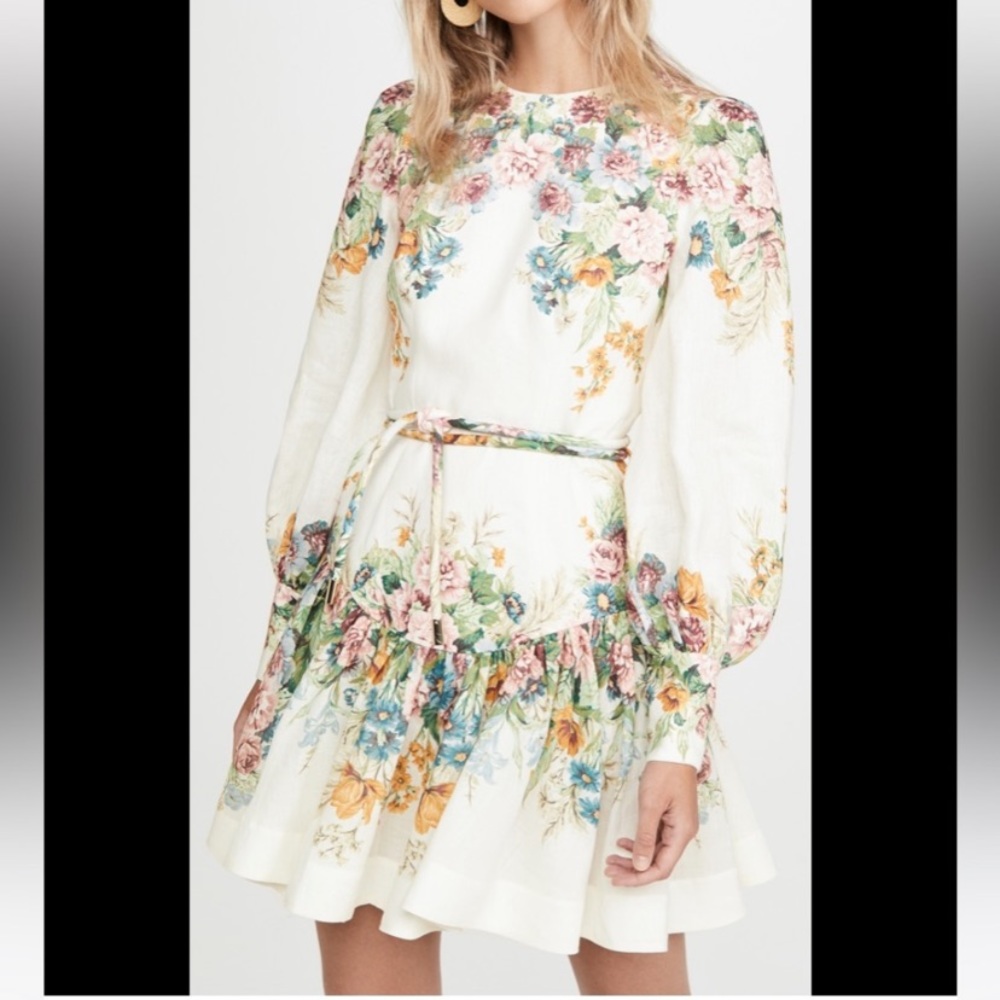 Zimmerman Wavelength Bell Sleeve Mini Dress